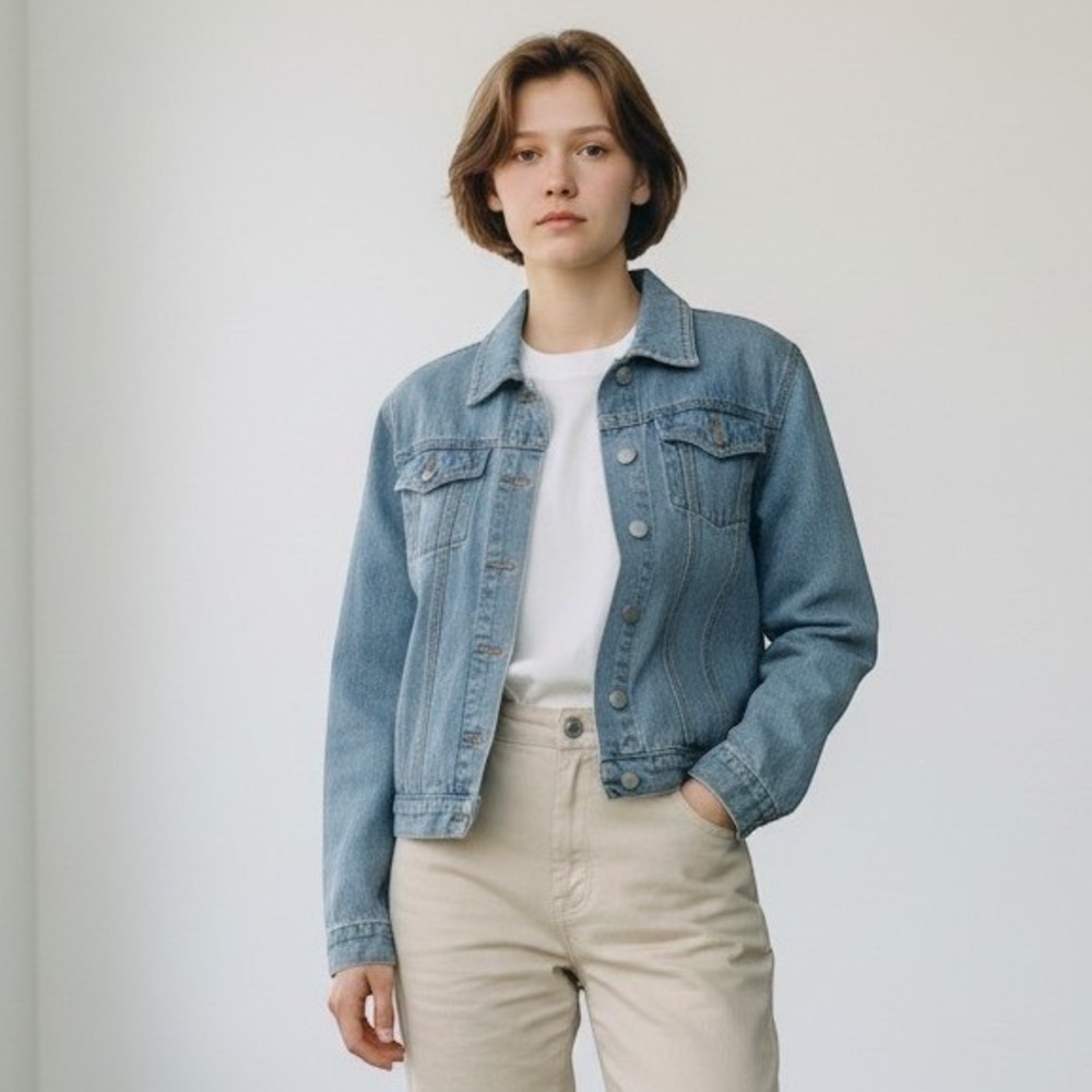 Blue Issue Denim Jacket Women Size M Light Wash Trucker 90s Y2K Grunge Retro